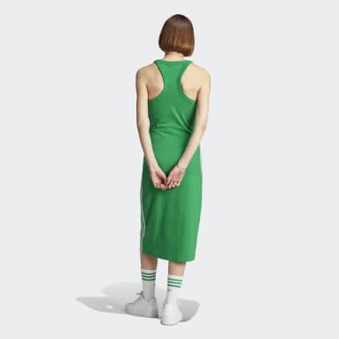 Women's Originals Green Adicolor Classics 3-Stripes Long Tank Dress