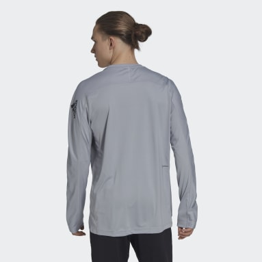 Camiseta manga larga Workout PU-Coated Gris Hombre Gimnasio Y Entrenamiento