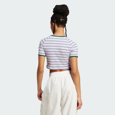 Camiseta Baby Look Rib Stripe '80s