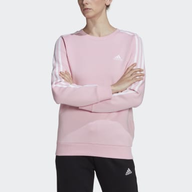 Women Training Pink Essentials 3-Stripes Fleece Sweatshirt