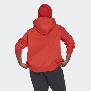 Women's Sportswear Red Oversized Hooded Sweatshirt (Plus Size)