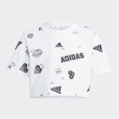 Jeugd 8-16 Jaar Sportswear Brand Love Allover Print Crop T-shirt Kids