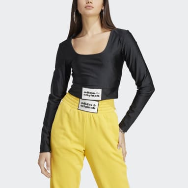 Crop top à manches longues noir Femmes Originals