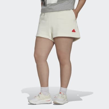 Women Sportswear White Sweat Shorts (Plus Size)