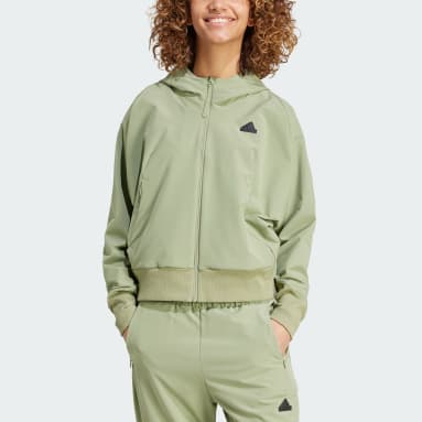 Women's Sportswear Green Z.N.E. Woven Full-Zip Hoodie