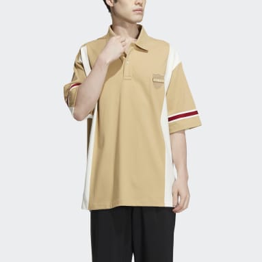 Men Originals Beige Modern Collegiate Short Sleeve Polo Shirt