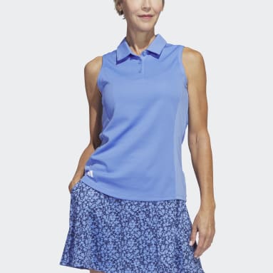 Polo de golf sans manches texturé Bleu Femmes Golf