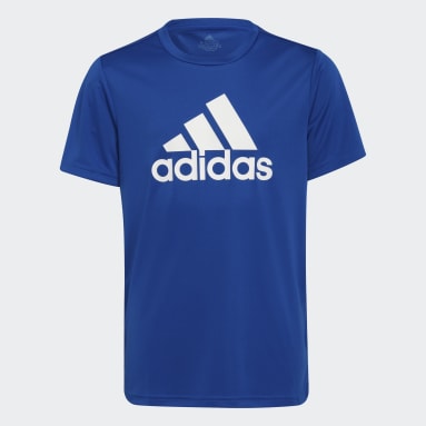 Youth 8-16 Years Training Blue AEROREADY DESIGNED TO MOVE BIG LOGO TEE