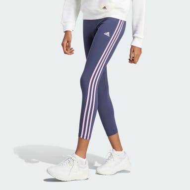 Mallas Essentials 3 Franjas Tejido Jersey Corte Alto Azul Mujer Sportswear