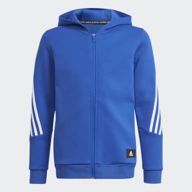 Jungen Sportswear Future Icons 3-Streifen Kapuzenjacke Blau