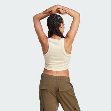Women sportswear Beige 시티 브레이크 크롭 탱크탑