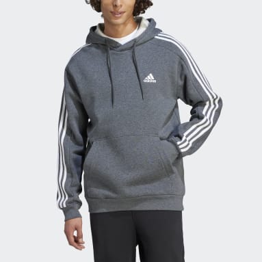 Men Sportswear Grey Essentials Fleece 3-Stripes Hoodie