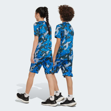 Short coupe standard à imprimé intégral Train Essentials Seasonal AEROREADY Gris Enfants Fitness Et Training