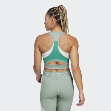 Frauen Fitness & Training Techfit Colorblock Crop Tanktop Grün