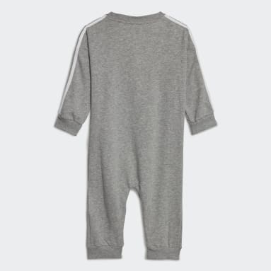 Kinder Sportswear Essentials 3-Streifen French Terry Einteiler – Genderneutral Grau