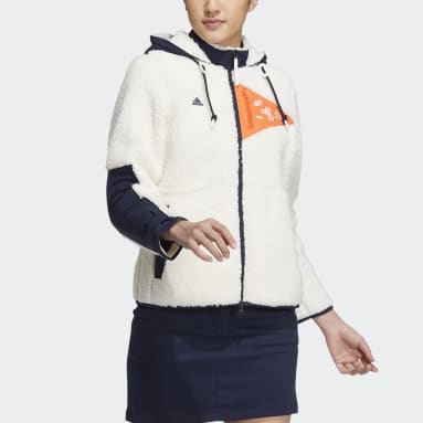 Women Golf White 플레이 그린 풀집 보아 긴팔 후디 재킷
