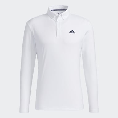 Men Golf White Long Sleeve Polo Shirt