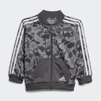 Børn Sportswear Grå Dino Camo Allover Print Shiny Polyester træningsdragt