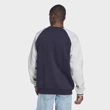 Men Lifestyle Blue Varsity Crewneck Sweatshirt