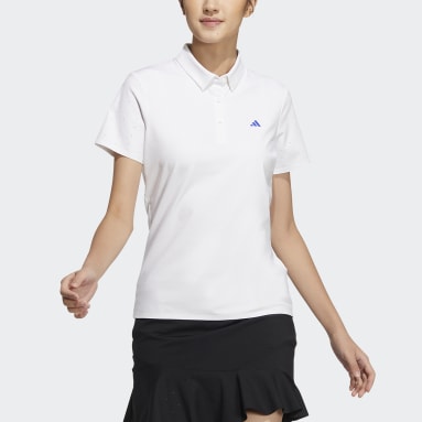 Women Golf White 스테이트먼트 펀칭 폴로 셔츠