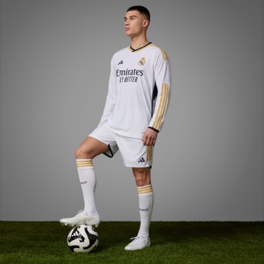 Men's Soccer White Real Madrid 23/24 Long Sleeve Home Authentic Jersey