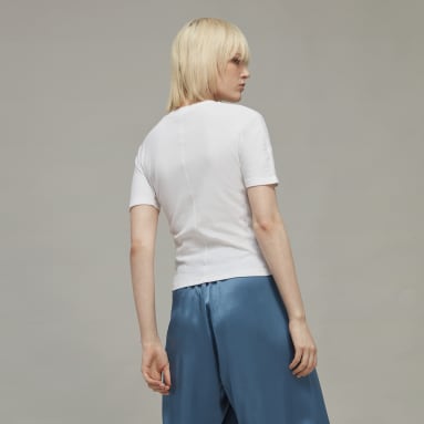 Women y_3 White FITTED SS TEE