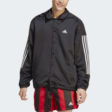 남성 sportswear Black 새틴 코치 재킷