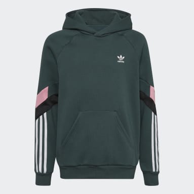 adidas Originals adicolor boyfriend fit color block logo hoodie in blue