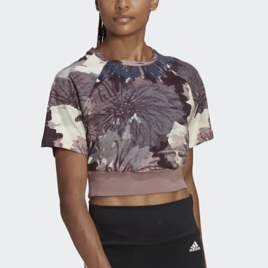 T-shirt court imprimé intégral Violet Femmes Sportswear