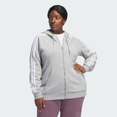 Essentials 3-Stripes Full-Zip Fleece Hoodie (Plus Size)