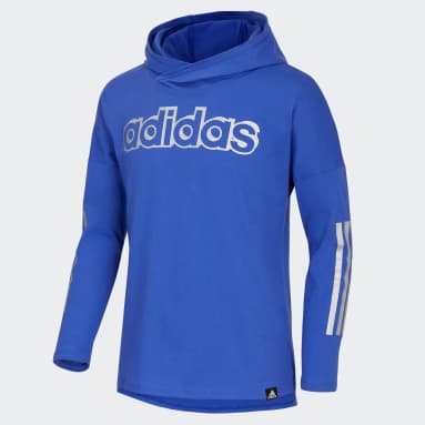 Youth Training Blue Long Sleeve Hooded Graphic Tee