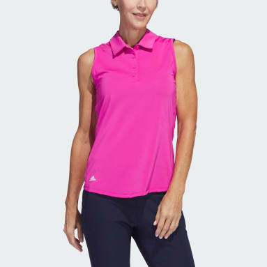 Women Golf Pink Ultimate365 Solid Sleeveless Polo Shirt