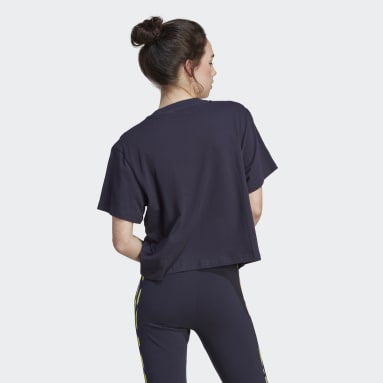 Camiseta Corta Vibrant Print 3-Stripes Cotton Azul Mujer Sportswear