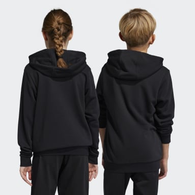 Polerón con Capucha Essentials Logo Grande Negro Niño Sportswear