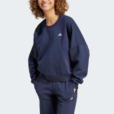 Women Sportswear Blue Essentials Small Logo Feel Cozy Sweatshirt