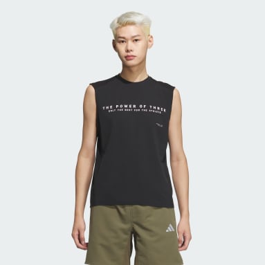 Adptn レギュラーフィット ホリゾンタル ストライプス テクスチャード ダブルニット ノースリーブTシャツ