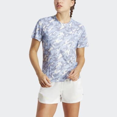Polera Own the Run Camuflaje Azul Mujer Running