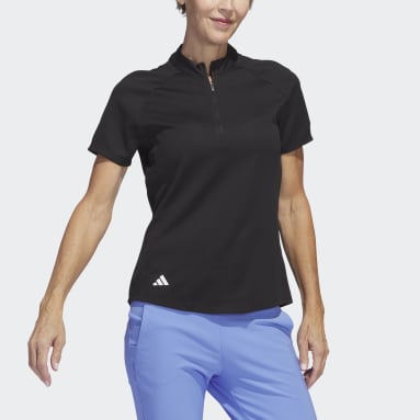 Women's Golf Black Textured Golf Polo