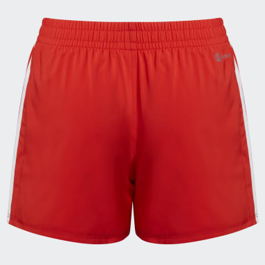 Youth Basketball Red 3-Stripes Woven Shorts