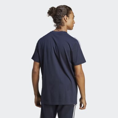 Camiseta Essentials Single Jersey 3 bandas Azul Hombre Sportswear