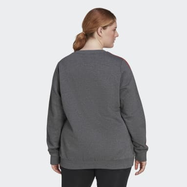 Women's Essentials Grey Essentials 3-Stripes Fleece Sweatshirt (Plus Size)