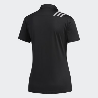 Women Golf Black 3-Stripes Shoulder Sport Shirt