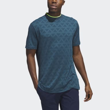 Men's Golf Turquoise Adi Jacquard Mock Polo Shirt