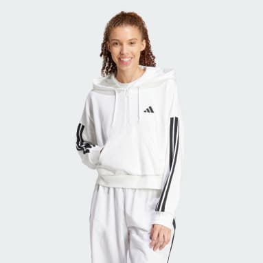 Felpa con cappuccio Essentials 3-Stripes French Terry Quarter-Zip
