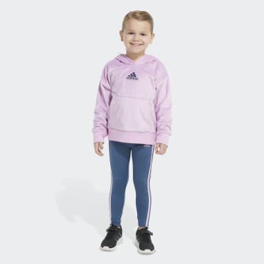 Children Lifestyle Purple Silken Fleece Pullover and Tights Set