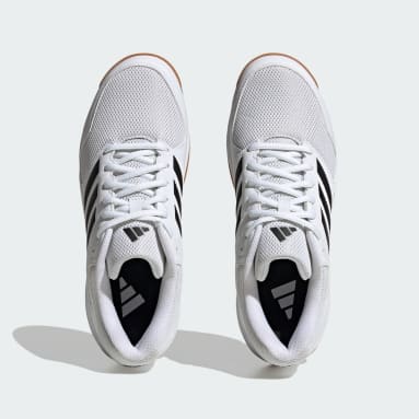White and gray adidas volleyball shoes deals