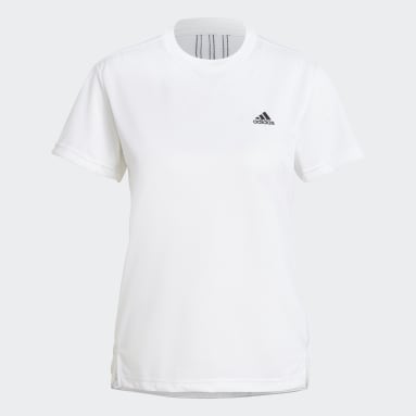 Camiseta AEROREADY Designed 2 Move Sport 3 bandas Blanco Mujer Gimnasio Y Entrenamiento