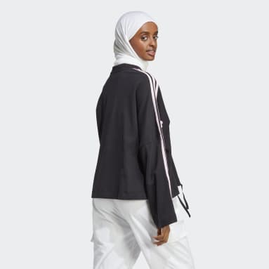 Buzo 3 Tiras con Parches Florales de Chenille Negro Mujer Sportswear