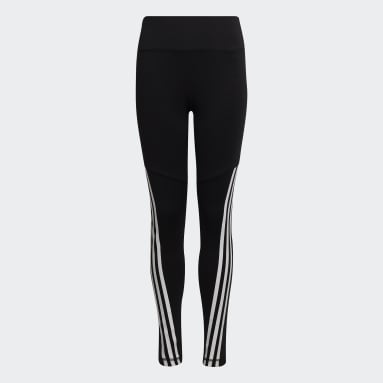 Girls Sportswear Black Optime AEROREADY Training 3-Stripes Tights