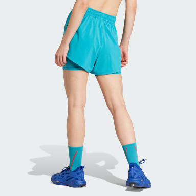 Women adidas_by_stella_mccartney Turquoise 스텔라 TPR 투인원 트레이닝 쇼츠